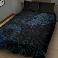 Odin Norse Mythology Quilt Bed Set Viking Rune Art Style