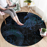Odin Norse Mythology Round Carpet Viking Rune Art Style