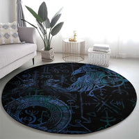 Odin Norse Mythology Round Carpet Viking Rune Art Style