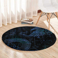 Odin Norse Mythology Round Carpet Viking Rune Art Style