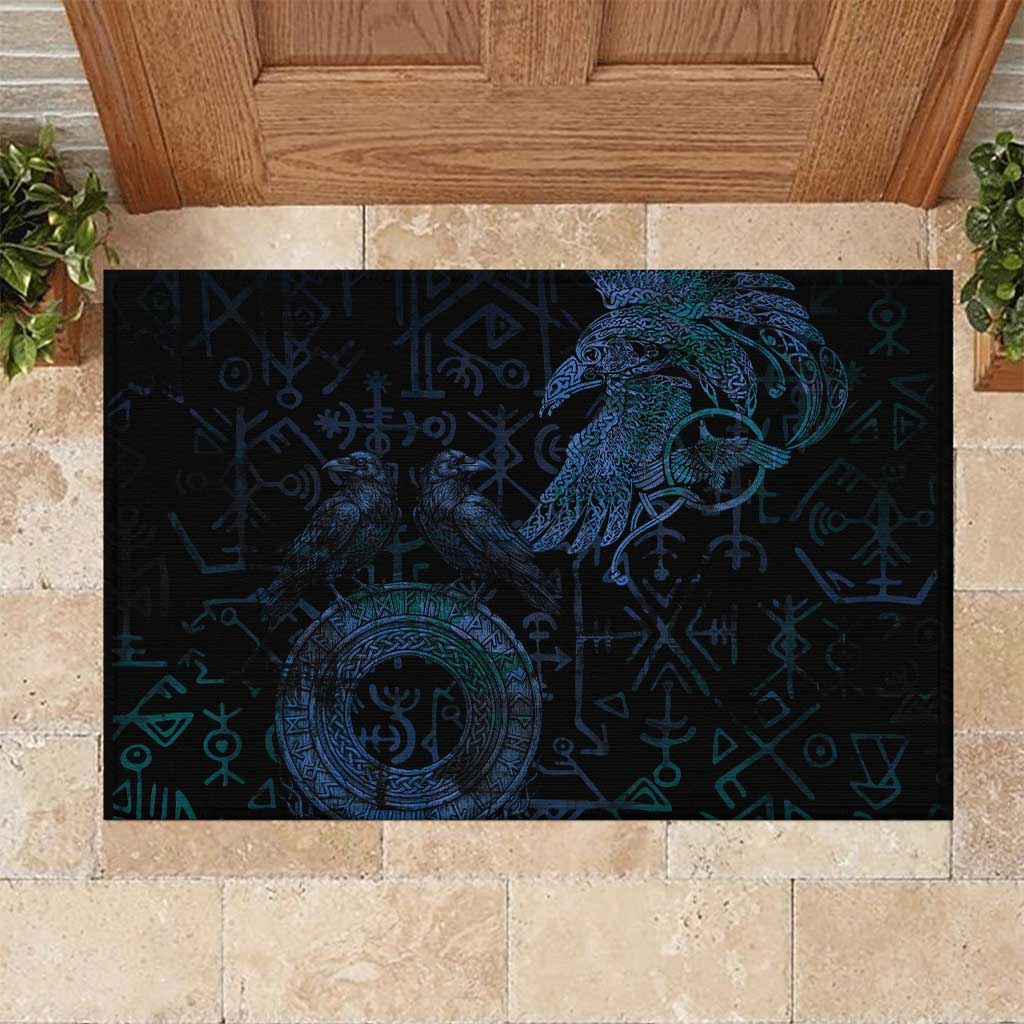 Odin Norse Mythology Rubber Doormat Viking Rune Art Style