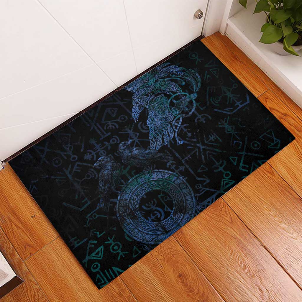 Odin Norse Mythology Rubber Doormat Viking Rune Art Style