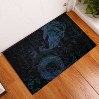 Odin Norse Mythology Rubber Doormat Viking Rune Art Style