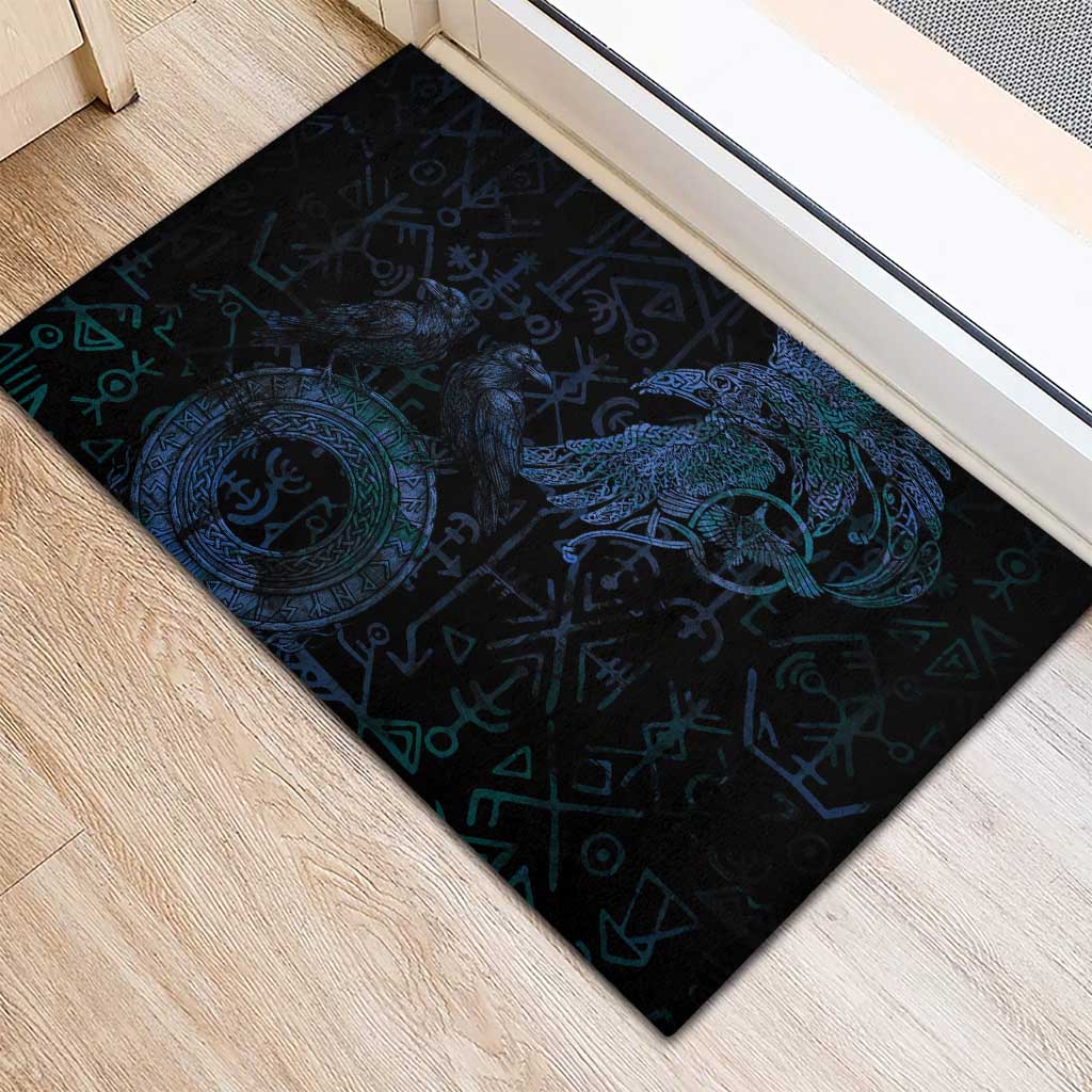 Odin Norse Mythology Rubber Doormat Viking Rune Art Style