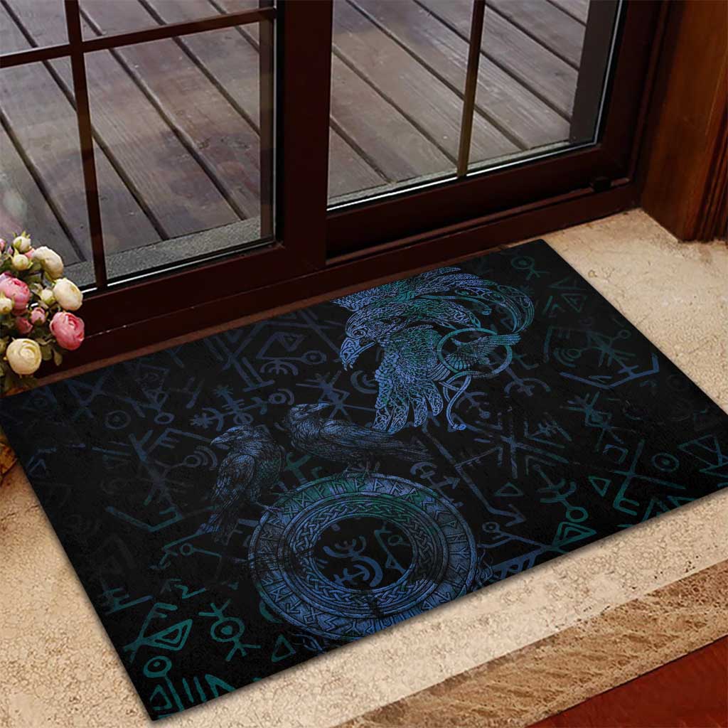 Odin Norse Mythology Rubber Doormat Viking Rune Art Style