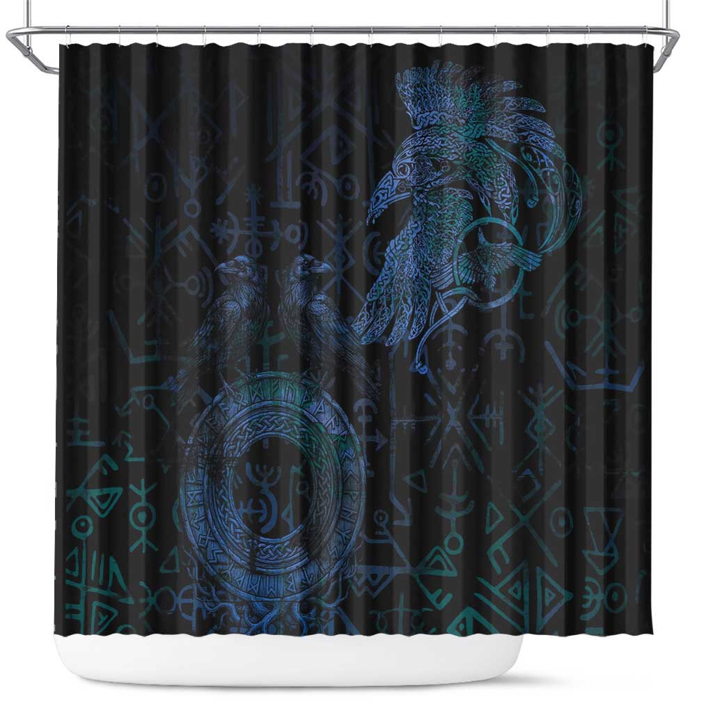 Odin Norse Mythology Shower Curtain Viking Rune Art Style
