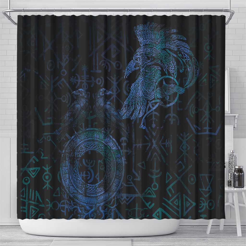 Odin Norse Mythology Shower Curtain Viking Rune Art Style