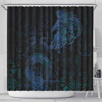 Odin Norse Mythology Shower Curtain Viking Rune Art Style