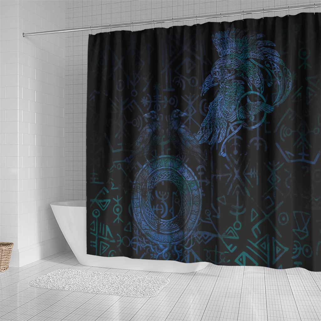 Odin Norse Mythology Shower Curtain Viking Rune Art Style
