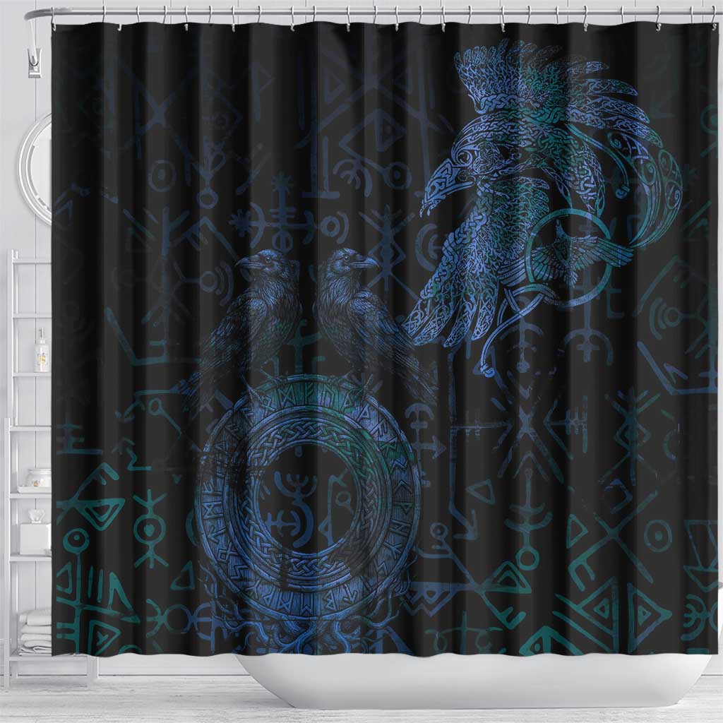 Odin Norse Mythology Shower Curtain Viking Rune Art Style