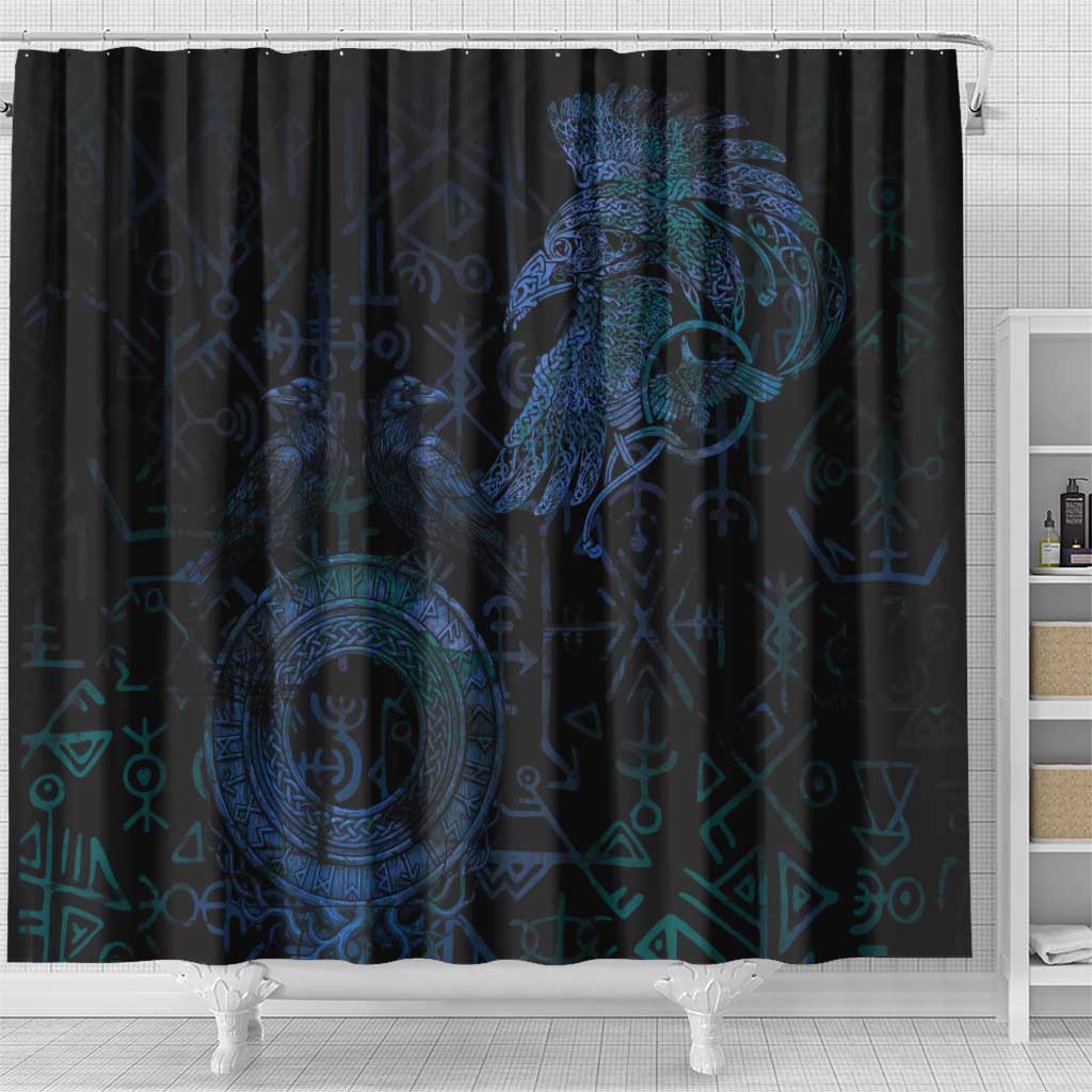 Odin Norse Mythology Shower Curtain Viking Rune Art Style