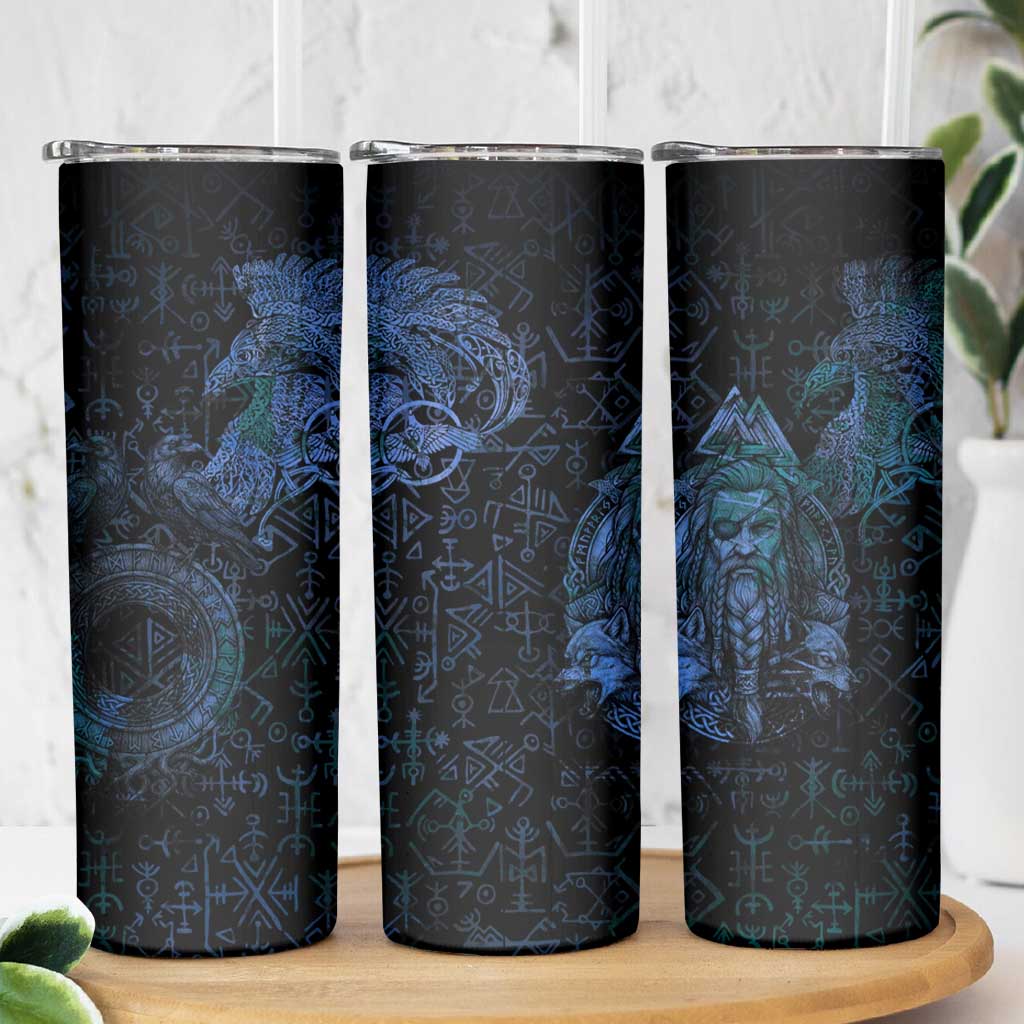 Odin Norse Mythology Skinny Tumbler Viking Rune Art Style
