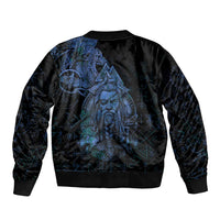Odin Norse Mythology Sleeve Zip Bomber Jacket Viking Rune Art Style
