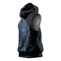 Odin Norse Mythology Sleeveless Hoodie Viking Rune Art Style