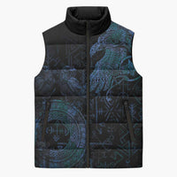 Odin Norse Mythology Sleeveless Puffer Jacket Viking Rune Art Style