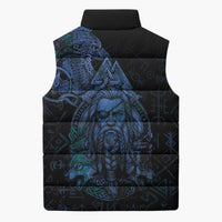 Odin Norse Mythology Sleeveless Puffer Jacket Viking Rune Art Style