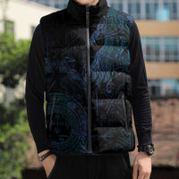 Odin Norse Mythology Sleeveless Puffer Jacket Viking Rune Art Style