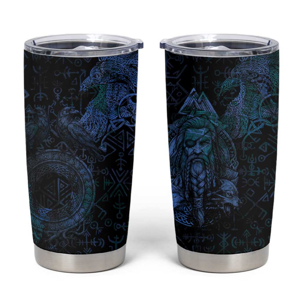 Odin Norse Mythology Tumbler Cup Viking Rune Art Style