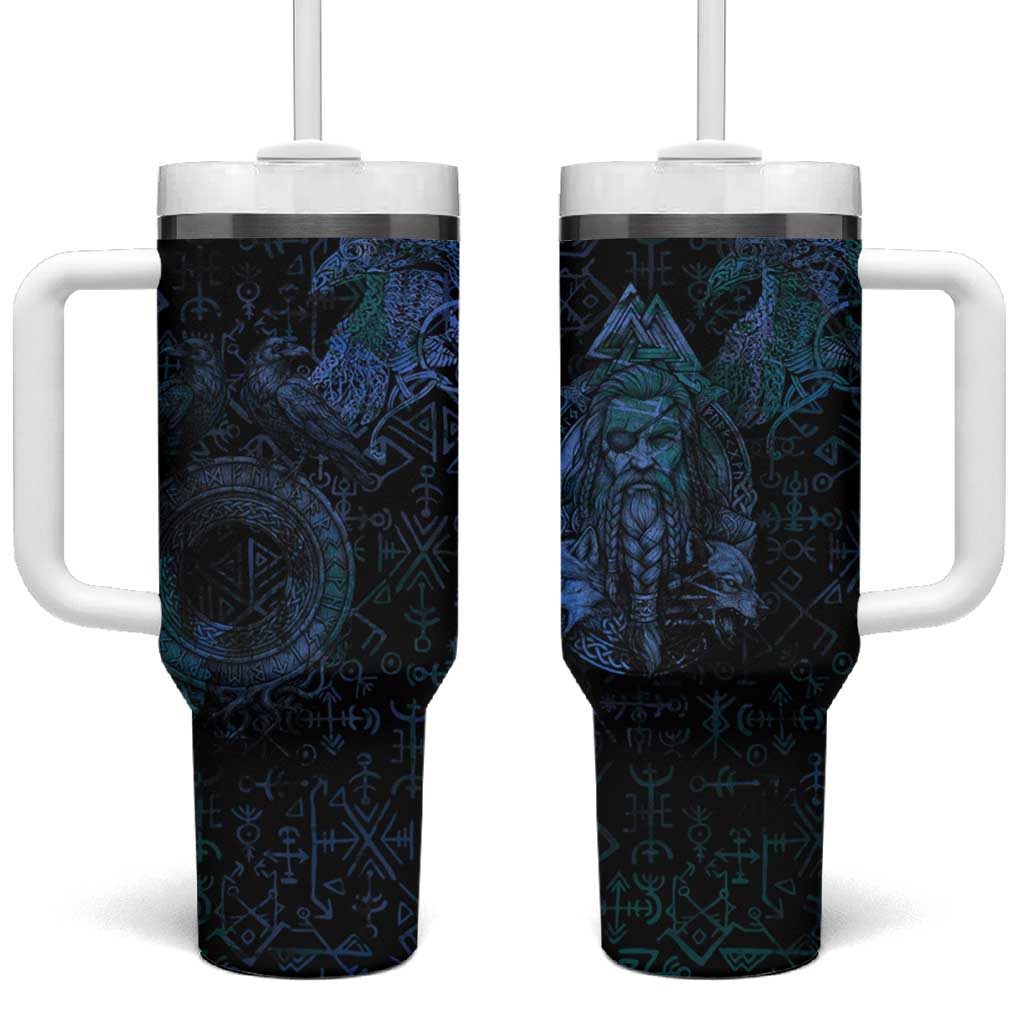 Odin Norse Mythology Tumbler With Handle Viking Rune Art Style