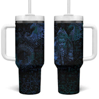 Odin Norse Mythology Tumbler With Handle Viking Rune Art Style
