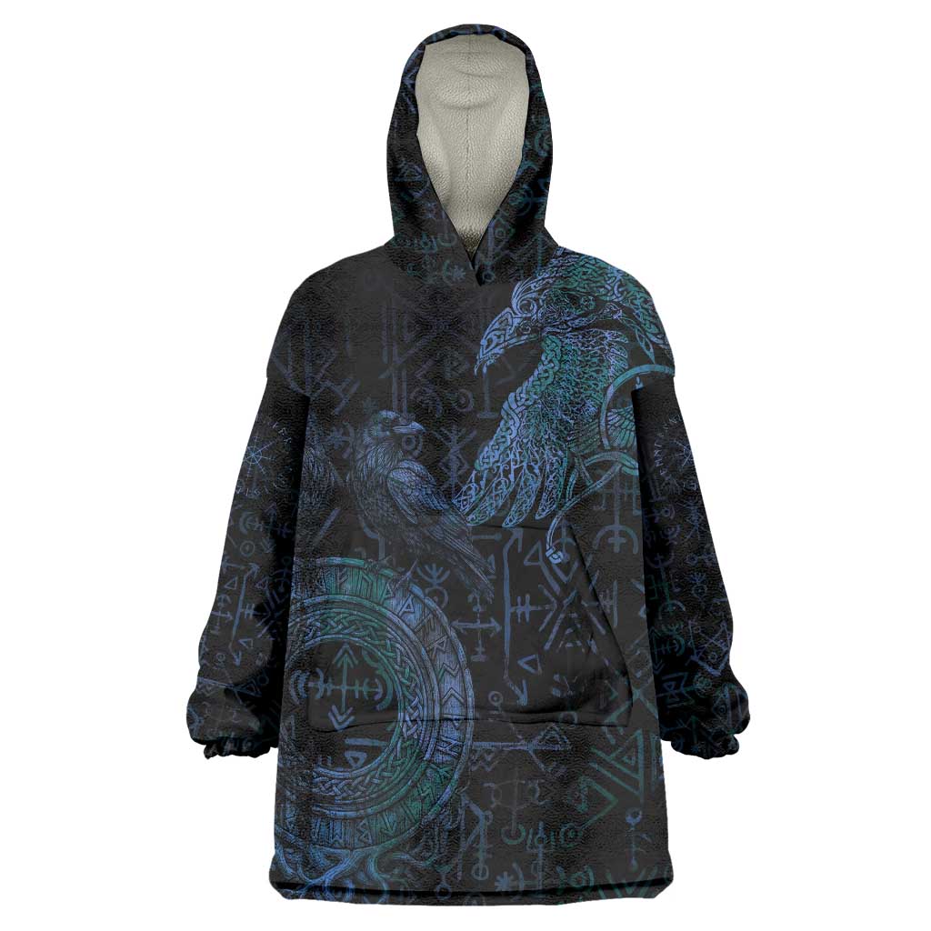Odin Norse Mythology Wearable Blanket Hoodie Viking Rune Art Style