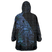 Odin Norse Mythology Wearable Blanket Hoodie Viking Rune Art Style