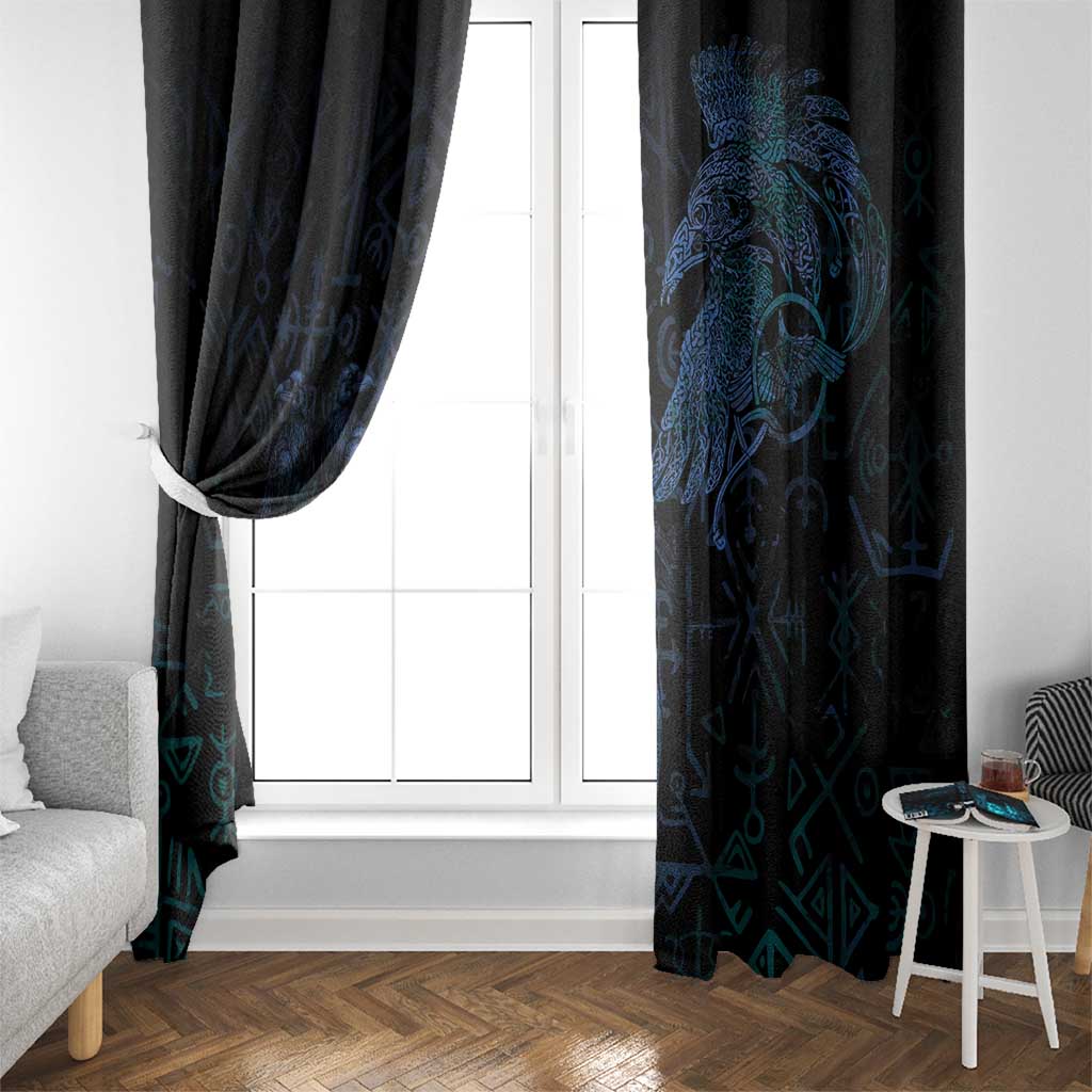 Odin Norse Mythology Window Curtain Viking Rune Art Style