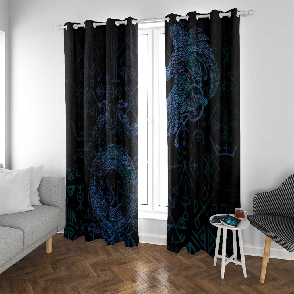 Odin Norse Mythology Window Curtain Viking Rune Art Style