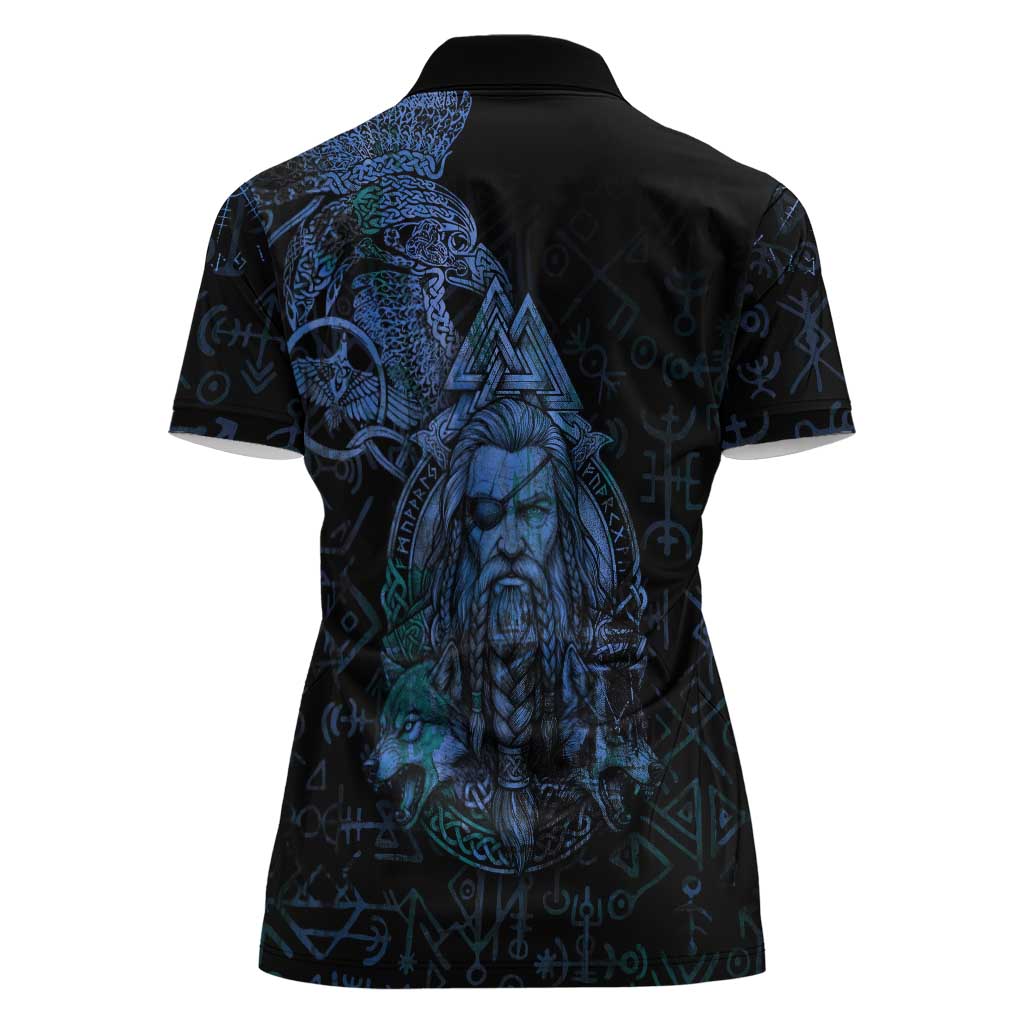Odin Norse Mythology Women Polo Shirt Viking Rune Art Style
