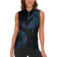 Odin Norse Mythology Women Sleeveless Polo Shirt Viking Rune Art Style