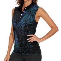 Odin Norse Mythology Women Sleeveless Polo Shirt Viking Rune Art Style