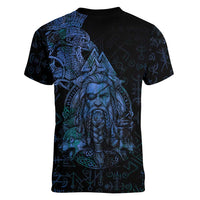Odin Norse Mythology Women V-Neck T-Shirt Viking Rune Art Style