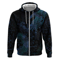 Odin Norse Mythology Zip Hoodie Viking Rune Art Style