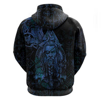 Odin Norse Mythology Zip Hoodie Viking Rune Art Style