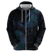 Odin Norse Mythology Zip Hoodie Viking Rune Art Style
