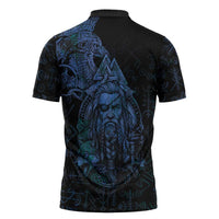 Odin Norse Mythology Zipper Polo Shirt Viking Rune Art Style