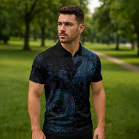 Odin Norse Mythology Zipper Polo Shirt Viking Rune Art Style