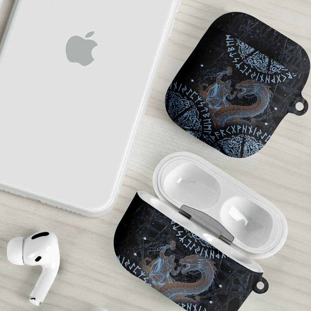 Thor and Jormungandr Norse Mythology Viking AirPods Case Celtic Knot and Rune Art Style
