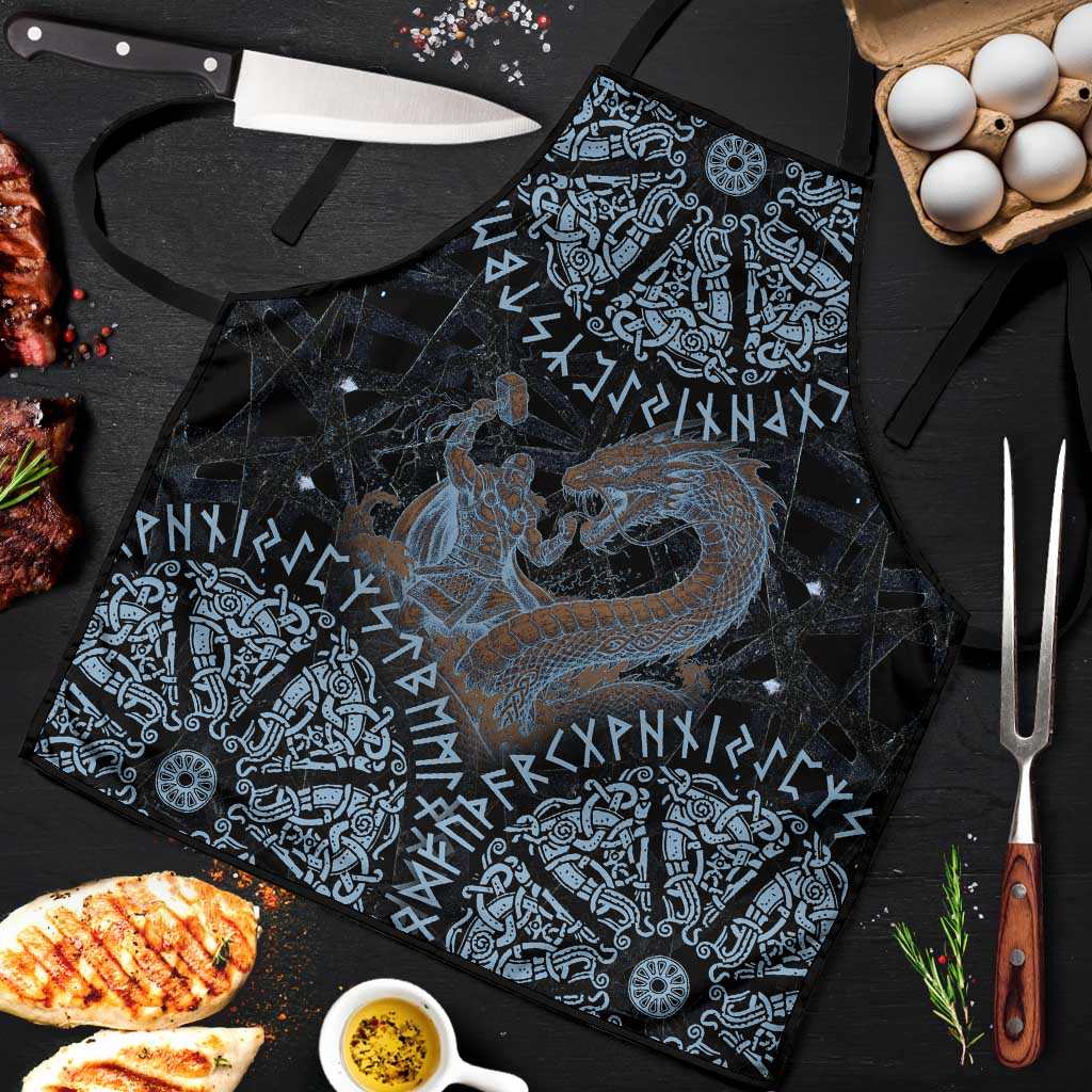 Thor and Jormungandr Norse Mythology Viking Apron Celtic Knot and Rune Art Style