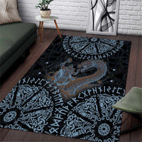 Thor and Jormungandr Norse Mythology Viking Area Rug Celtic Knot and Rune Art Style