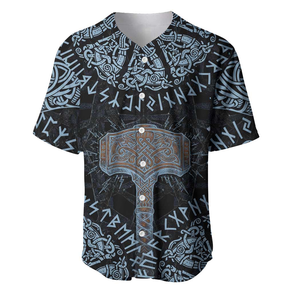 Thor and Jormungandr Norse Mythology Viking Baseball Jersey Celtic Knot and Rune Art Style