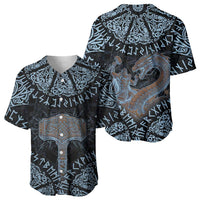 Thor and Jormungandr Norse Mythology Viking Baseball Jersey Celtic Knot and Rune Art Style