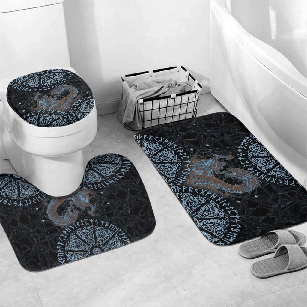 Thor and Jormungandr Norse Mythology Viking Bathroom Set Celtic Knot and Rune Art Style