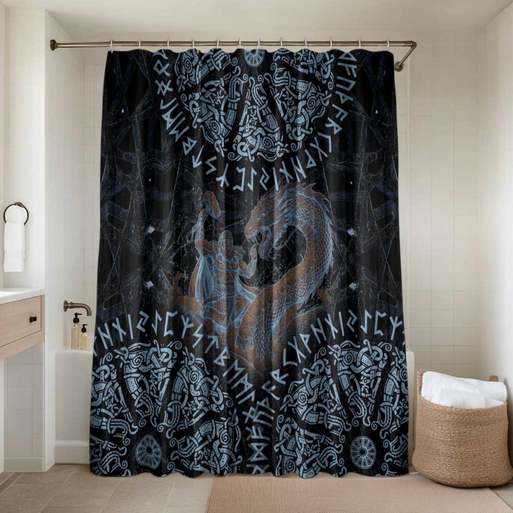 Thor and Jormungandr Norse Mythology Viking Bathroom Set Celtic Knot and Rune Art Style