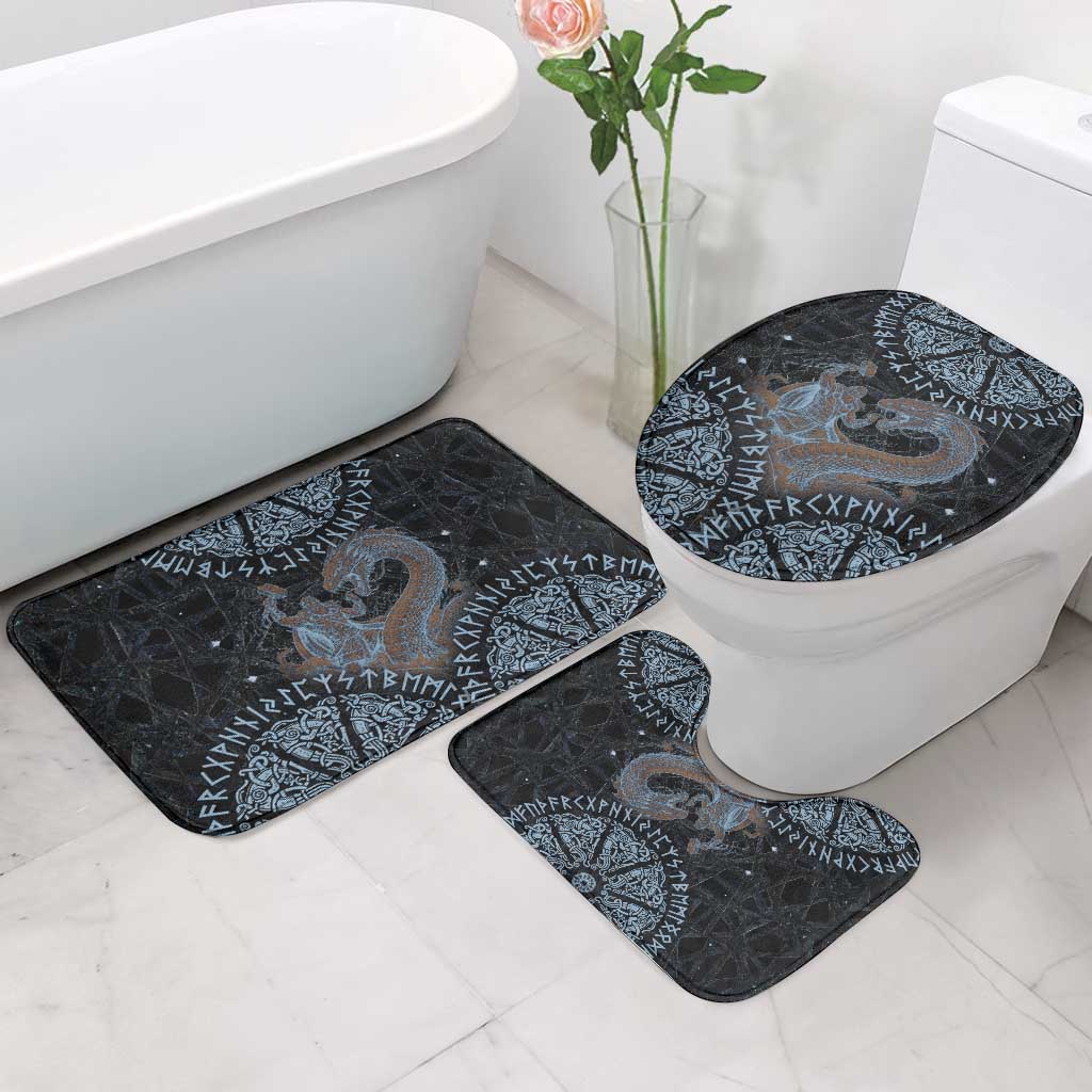 Thor and Jormungandr Norse Mythology Viking Bathroom Set Celtic Knot and Rune Art Style