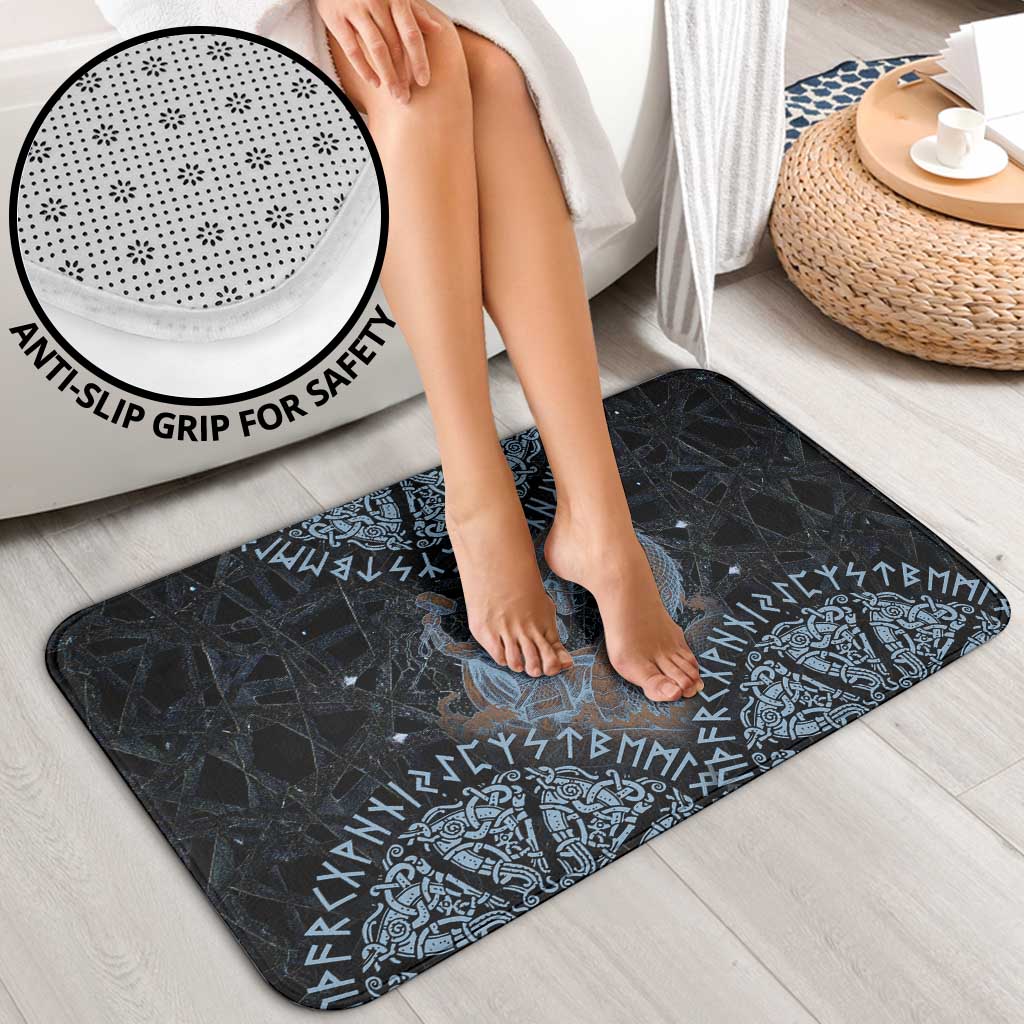 Thor and Jormungandr Norse Mythology Viking Bathroom Set Celtic Knot and Rune Art Style