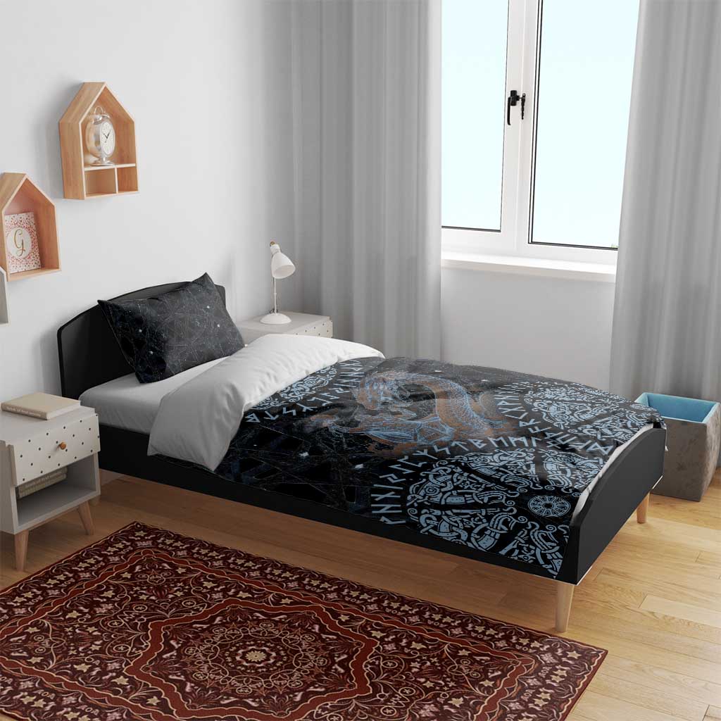 Thor and Jormungandr Norse Mythology Viking Bedding Set Celtic Knot and Rune Art Style