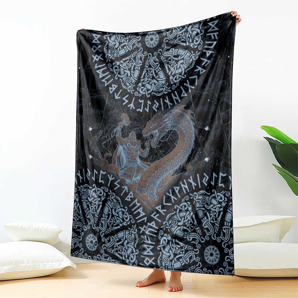 Thor and Jormungandr Norse Mythology Viking Blanket Celtic Knot and Rune Art Style