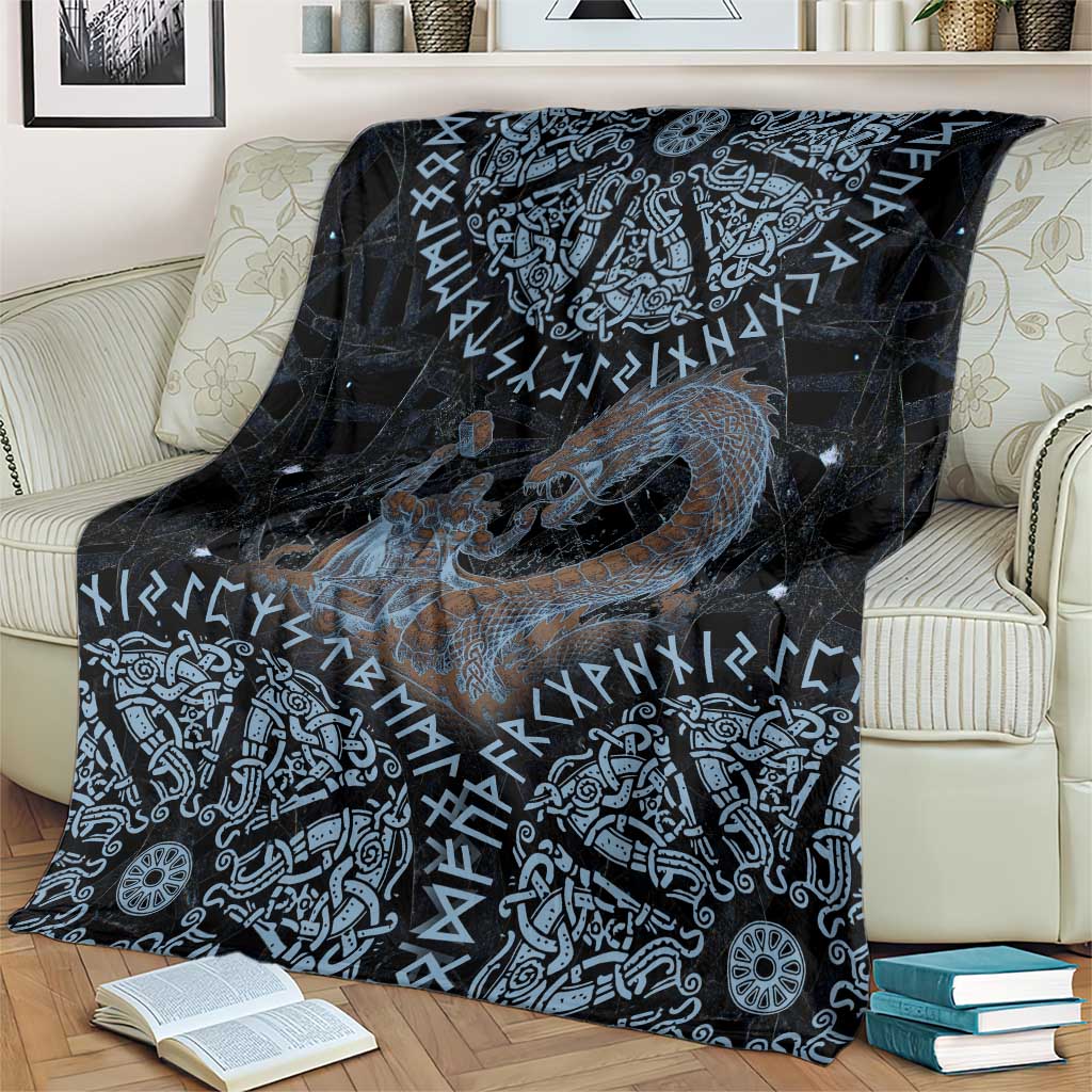 Thor and Jormungandr Norse Mythology Viking Blanket Celtic Knot and Rune Art Style