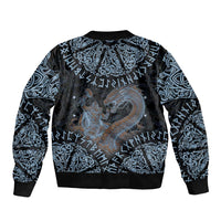 Thor and Jormungandr Norse Mythology Viking Bomber Jacket Celtic Knot and Rune Art Style